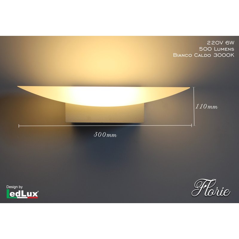 Applique Led Da Parete Modello Florie Italian Design Moderna 6W Bianco Caldo