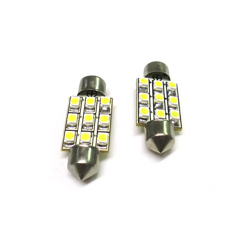 Lampada Led Siluro T11 C5W 39mm 9 Smd Bianco Freddo 12V Luci Targa