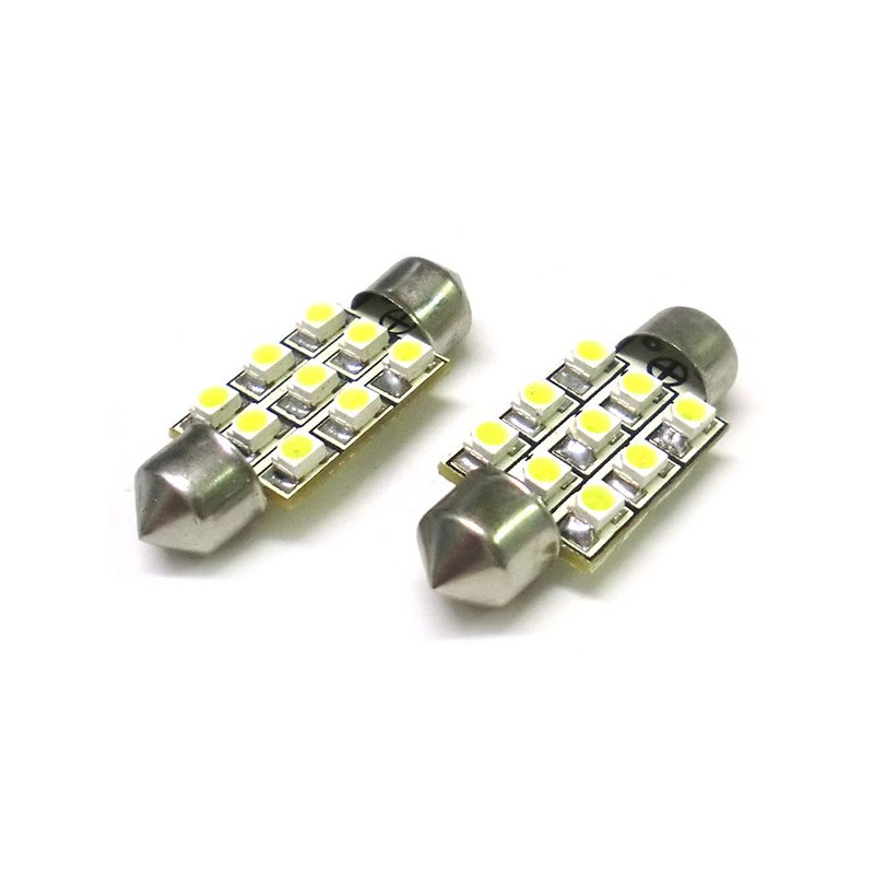 Lampada Led Siluro T11 C5W 39mm 9 Smd Bianco Freddo 12V Luci Targa