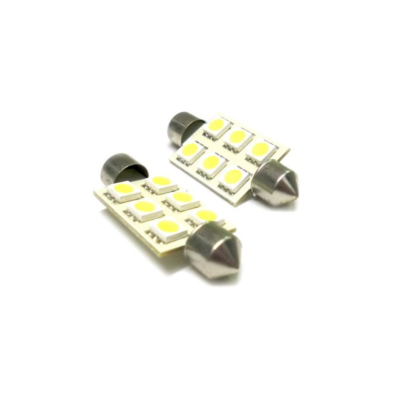 24V Lampada Led Siluro T11 C5W 41mm 6 Smd 5050 Bianco Camion