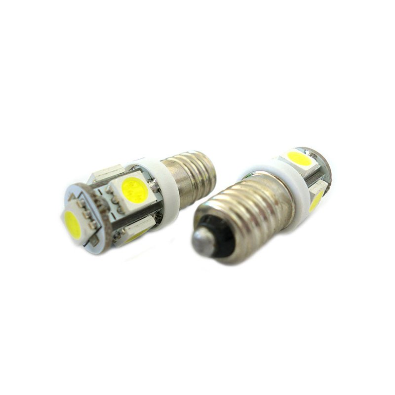 Lampadina Led E10 Vite Miniatura 5 Smd DC 12V No Polarita Luci Bianco Per Auto