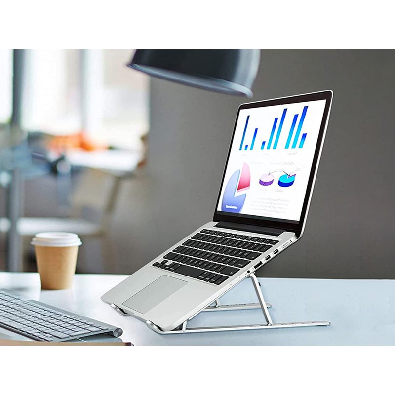 Supporto Notebook In Alluminio Regolabile Supporto Laptop Scrivania Pieghevole Design Ergonomico Stabile