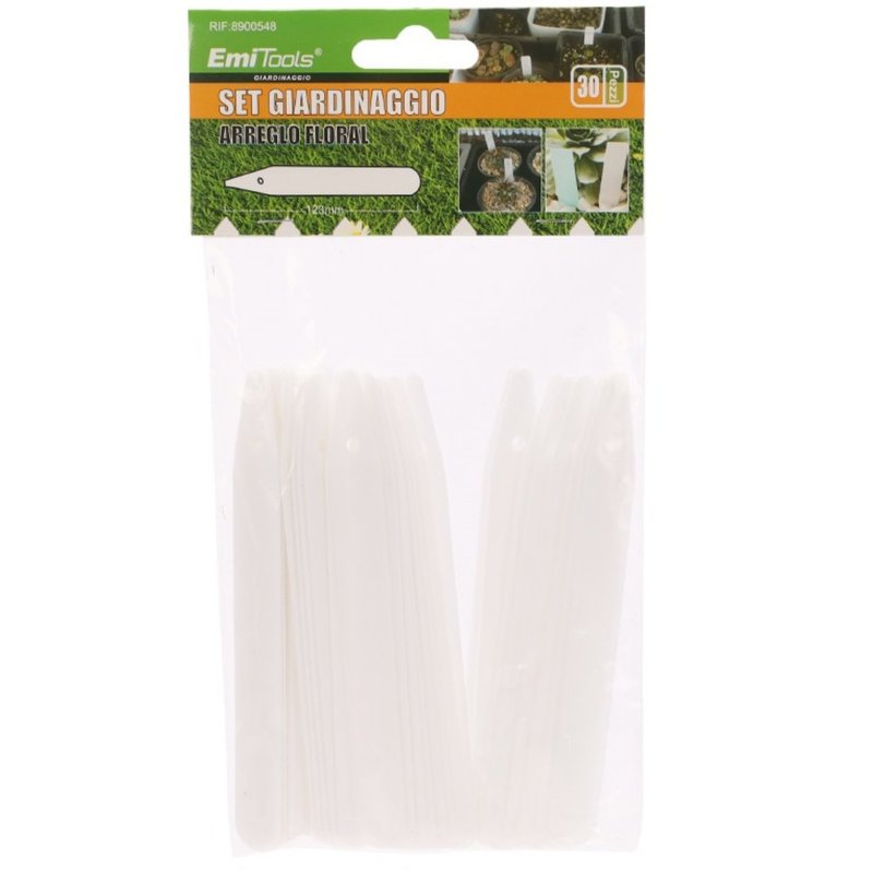 30 Pezzi Eticchette Targhette per Piante Fiori Da Giardino 123mm Bianco