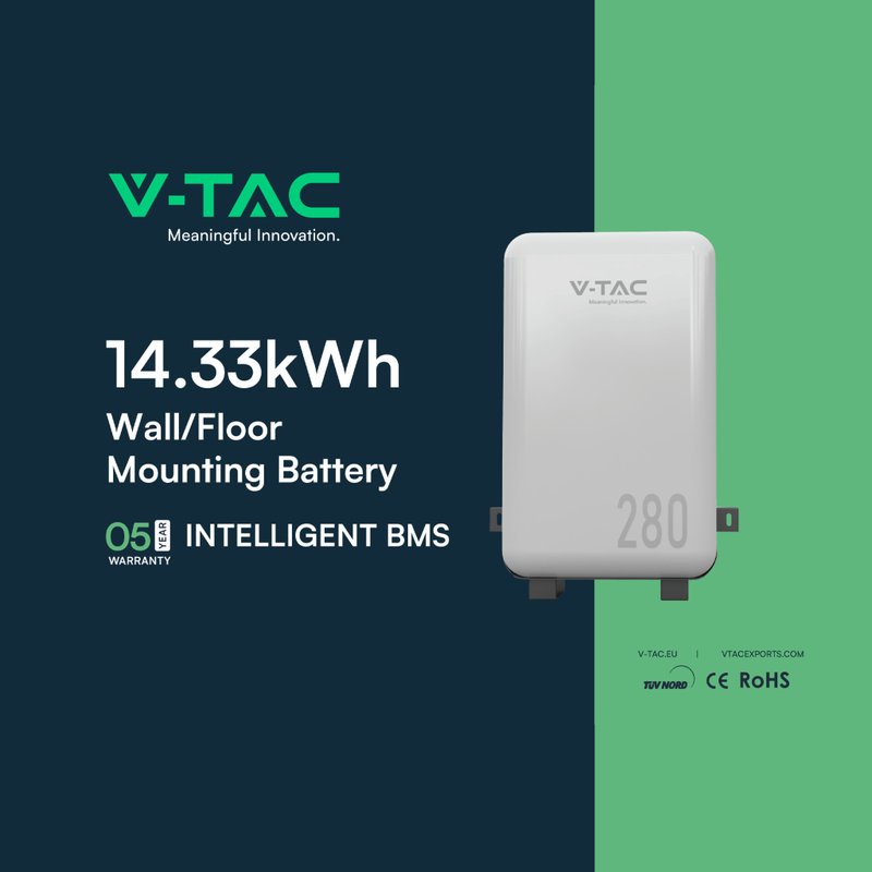 Batteria di Accumulo Per Fotovoltaico, Litio-Ferro-Fosfato LiFePO4, BMS Integrato CEI 0-21, Garanzia 10 Anni (14.33KWh 51.2V 280Ah IP65)