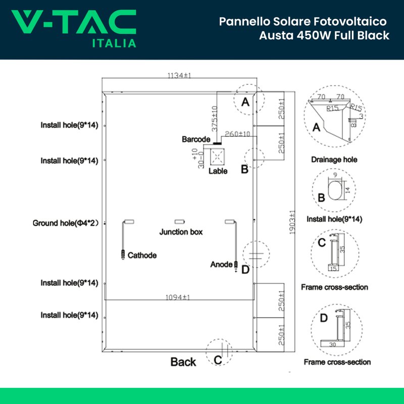 KIT Fotovoltaico Monofase Completo 3.6KW Con 8 Moduli 450W, Batteria di Accumulo 6.14kWh, Inverter Ibrido 3.6kW, Quadro AC/DC Monofase 3kW 1 Stringa 1 MPPT