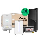 KIT Fotovoltaico Monofase Completo 6KW Con 14 Moduli 450W, Batteria di Accumulo 6.14kWh, Inverter Ibrido 6kW, Quadro AC/DC Monofase 6kW 2 Stringhe 2 MPPT