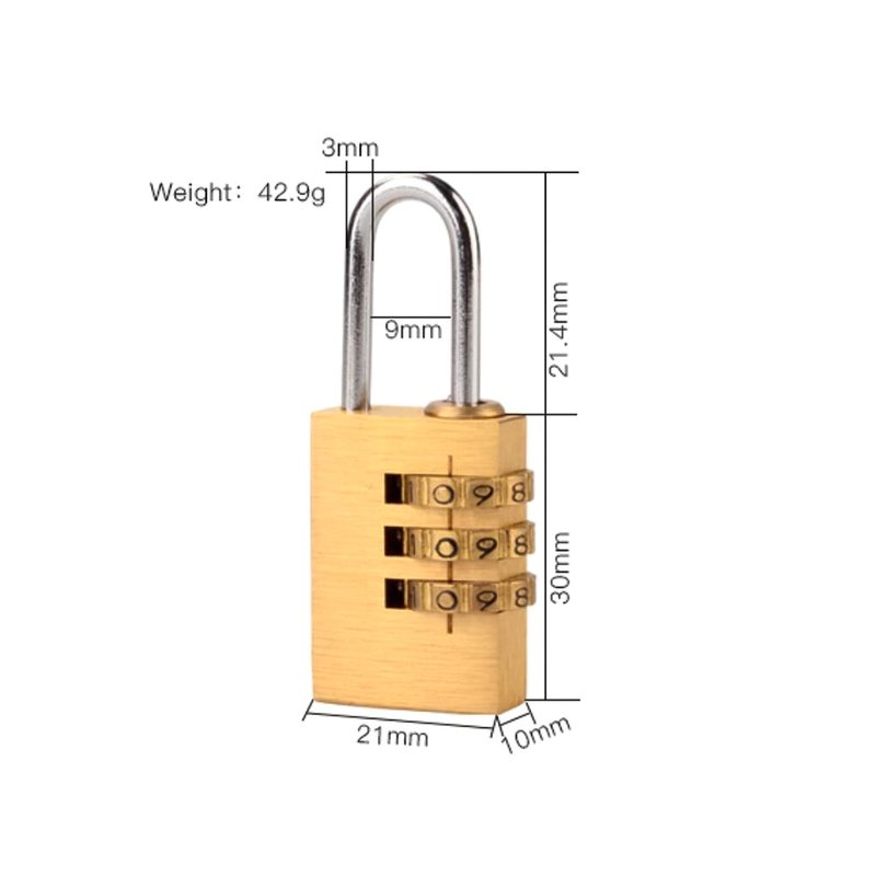 Lucchetto A Combinazione A 3 Cifre Altezza Anello 20mm Per Valigia Zaino Armadietto Casetta