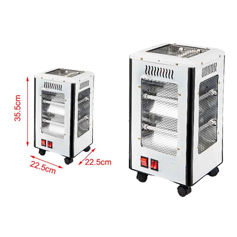 Stufetta Elettrica con Rotelle AC220-240V in Plastica 5 livelli di Riscaldamento 400W/800W/1200W/1600W/2000W Protezione dal Surriscaldamento Compatta e Potente 22.5x22.5x35.5 cm