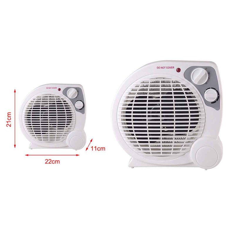 Termoventilatore AC220-240V in Plastica Rame e Alluminio Aria Calda 750/1500W Protezione dal Surriscaldamento Compatta e Potente 22x21x11cm