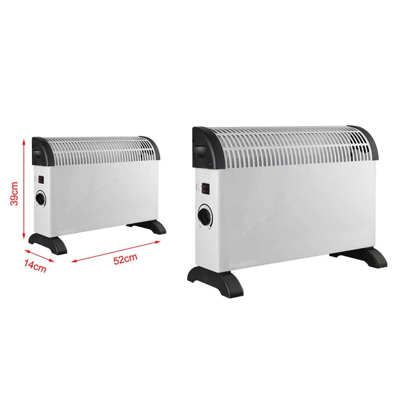 Stufetta Elettrica AC220-240V in Plastica Rame e Alluminio 3 Livelli di Riscaldamento 750/1250/2000W Protezione dal Surriscaldamento 52x39x14cm