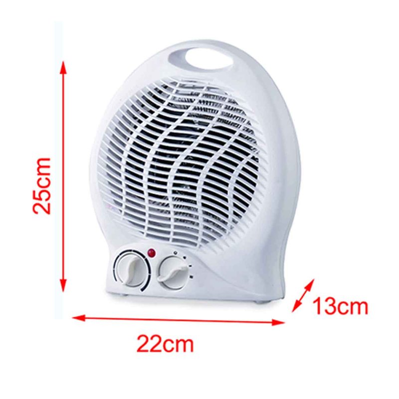 Termoventilatore AC220-240V in Plastica Rame Alluminio Aria Calda 1000/2000W Protezione dal Surriscaldamento 22x25x13cm Bianco