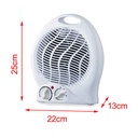 Termoventilatore AC220-240V in Plastica Rame Alluminio Aria Calda 1000/2000W Protezione dal Surriscaldamento 22x25x13cm Bianco