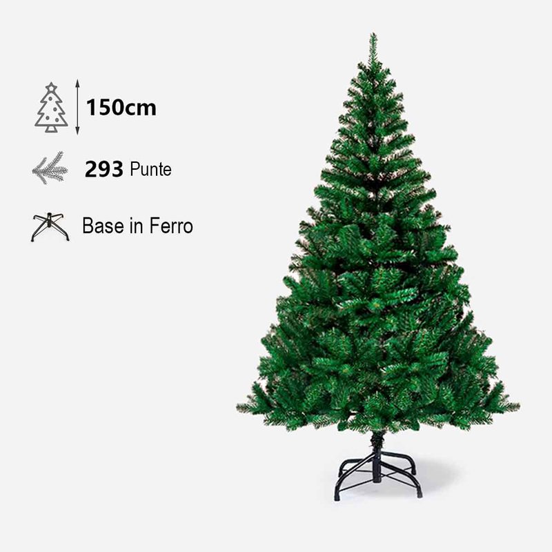 Albero di Natale in PET con Base e Piedini in Ferro 150cm 293 punte