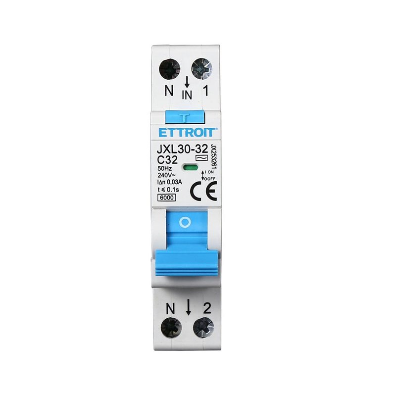 ETTROIT Interruttore Magnetotermico Differenziale 1P+N 32A 6KA 30mA 220V Occupa 1 Modulo DIN