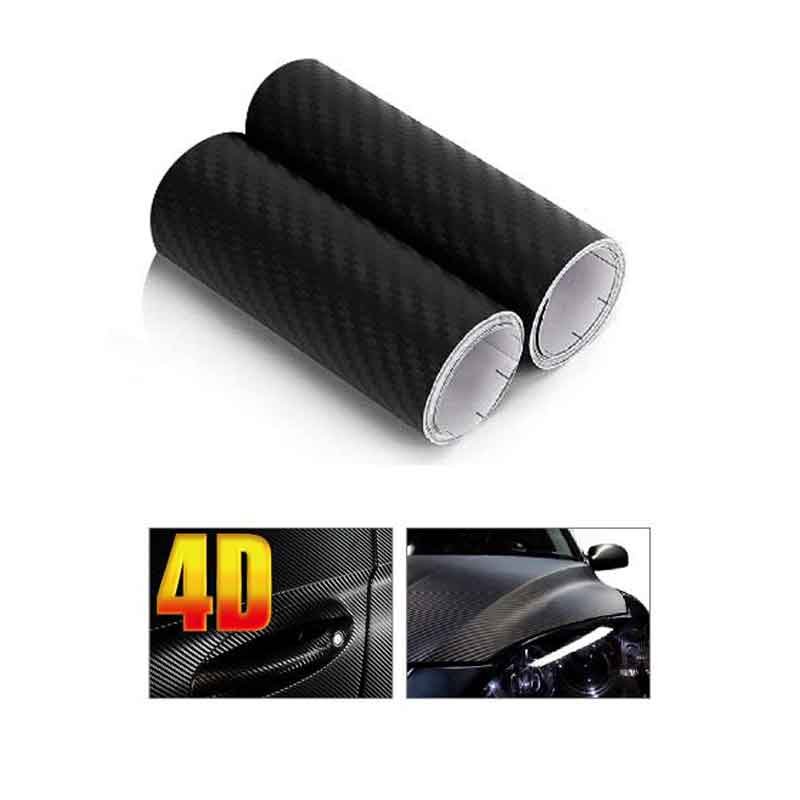 2 Rotoli Pellicola Adesiva Carbonio Rivestimento Nero per Auto e Moto 13cm x 500cm Effetto 4D