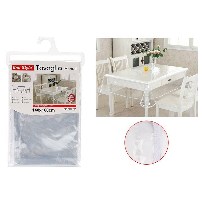 Tovaglia PVC Impermeabile Trasparente Rettangolare 140x160cm