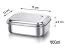 Lunchbox in Acciaio Inox Contenitore Per Pranzo Scatole Bento con Tre Scomparti 1200ml Portapranzo per Scuola Ufficio Campeggio