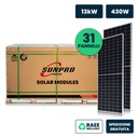 Set Pannelli Solare Fotovoltaico Monocristallino, 13KW 31 Moduli 430W Silver 1722X1134X30mm