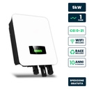 Inverter Fotovoltaico Monofase, Ibrido On-Grid/Off-Grid, Certificato CEI 0-21, Smart Meter Integrato, WiFi e TA Inclusi, Garanzia 10 Anni, IP65 (5KW)