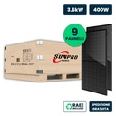 Set Pannelli Solare Fotovoltaico Monocristallino, 3.6KW 9 Moduli 400W Nero 1722X1134X30mm