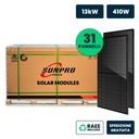 Set Pannelli Solare Fotovoltaico Monocristallino, 13KW 31 Moduli 410W Nero 1724X1134X35mm