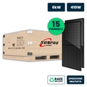 Set Pannelli Solare Fotovoltaico Monocristallino, 6KW 15 Moduli 410W Nero 1724X1134X35mm