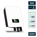 Inverter Fotovoltaico Monofase, Ibrido On-Grid/Off-Grid, Certificato CEI 0-21, Smart Meter Integrato, WiFi e TA Inclusi, Garanzia 10 Anni, IP65 (6KW)