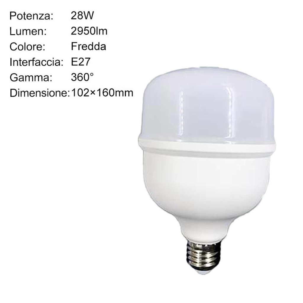 Lampada A Led E27 Globo 28W 2950LM Bianco Freddo 6500K 102X160mm