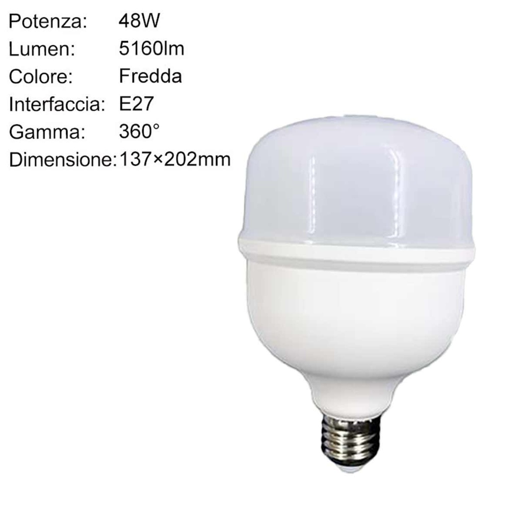 Lampada A Led E27 Globo 48W 5160LM Bianco Freddo 6500K 137X202mm