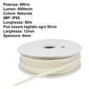 Striscia Luminosa COB 50M 8W/M 220V-240V Luce Naturale 4200K 600lm IP65 CRI=80 Angolo 180°