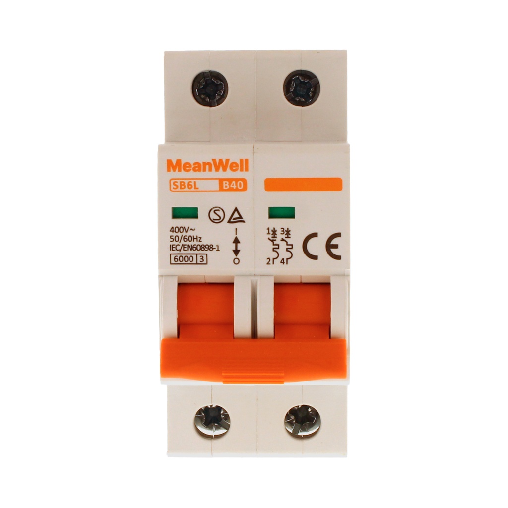 MeanWell MCB Interruttore Magnetotermico Automatico Curva B 2P 2M 6000A B40A AC 400V IP20 IEC60898-1