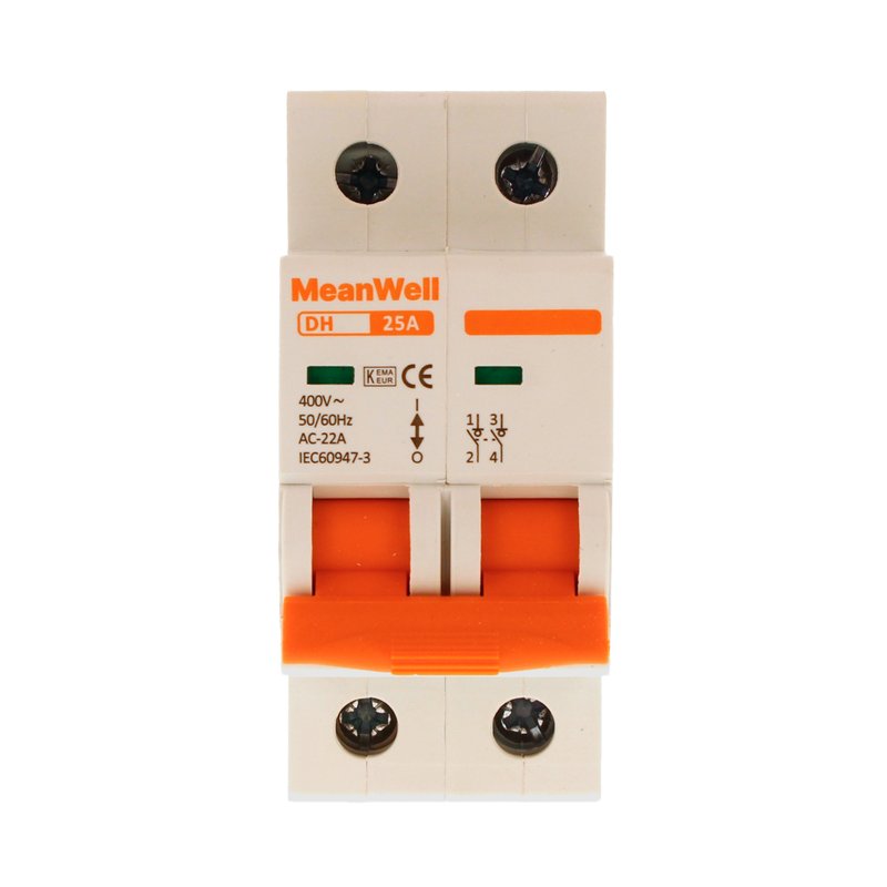 MeanWell Interruttore Sezionatore Modulare 2P 2M 25A AC 400V IP20 IEC60947-3