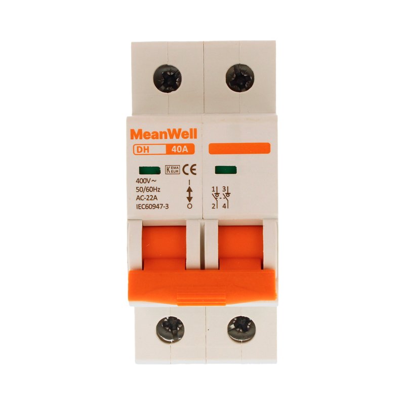 MeanWell Interruttore Sezionatore Modulare 2P 2M 40A AC 400V IP20 IEC60947-3