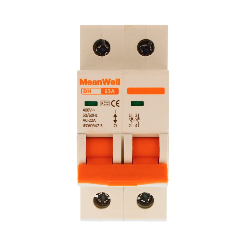 MeanWell Interruttore Sezionatore Modulare 2P 2M 63A AC 400V IP20 IEC60947-3