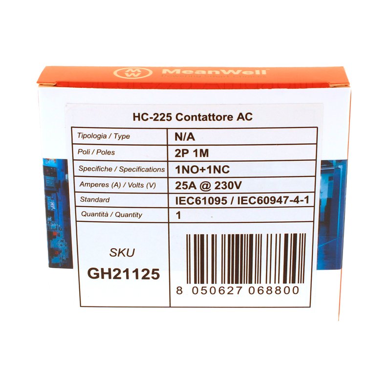 MeanWell Contattore Modulare AC 2P 1M 1NO+1NC 25A AC 230V IP20 IEC61095 / IEC60947-4-1