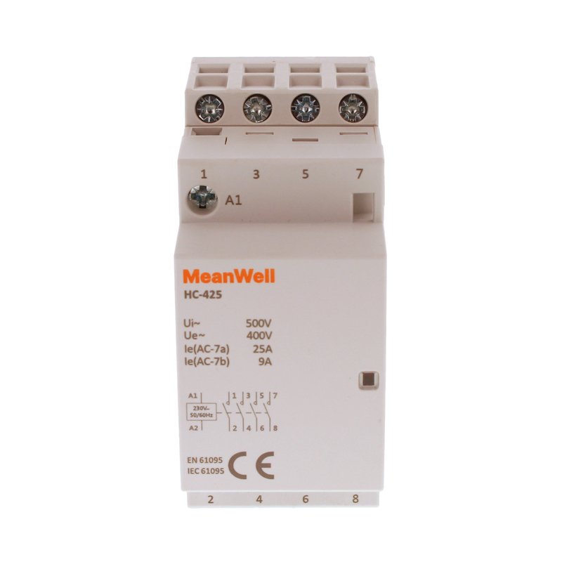 MeanWell Contattore Modulare AC 4P 2M 4NO 25A AC 230V IP20 IEC61095 / IEC60947-4-1