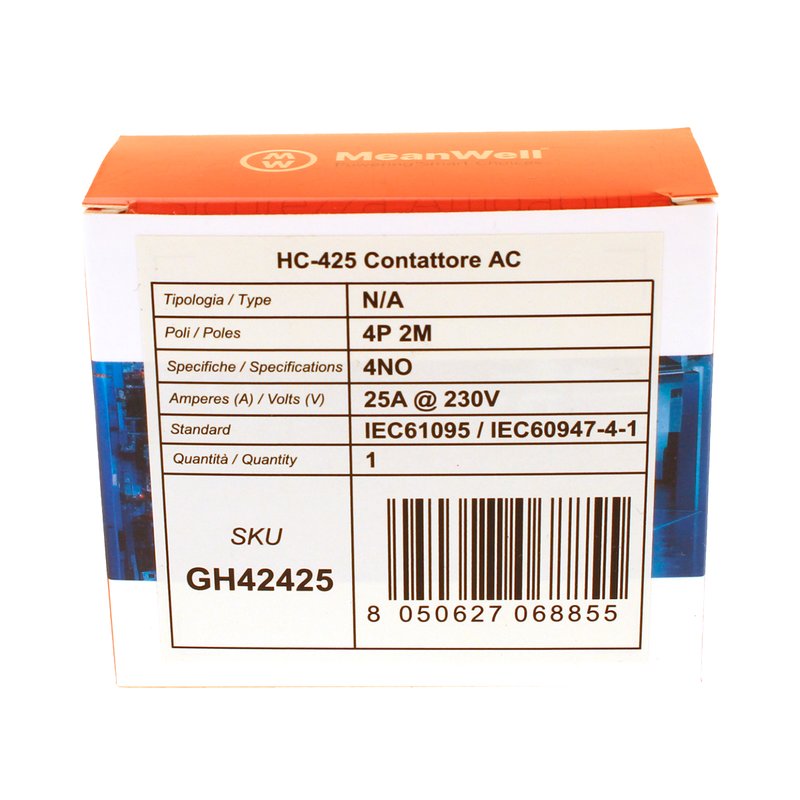 MeanWell Contattore Modulare AC 4P 2M 4NO 25A AC 230V IP20 IEC61095 / IEC60947-4-1