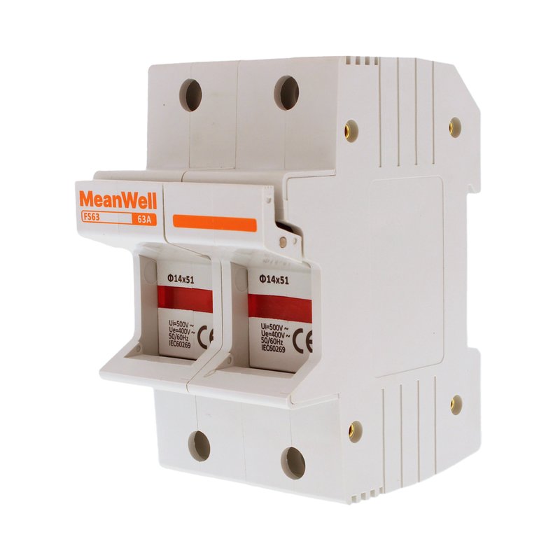 MeanWell Portafusibile Modulare AC 2P 2M D14X51mm 63A AC 500V IP20 IEC60269