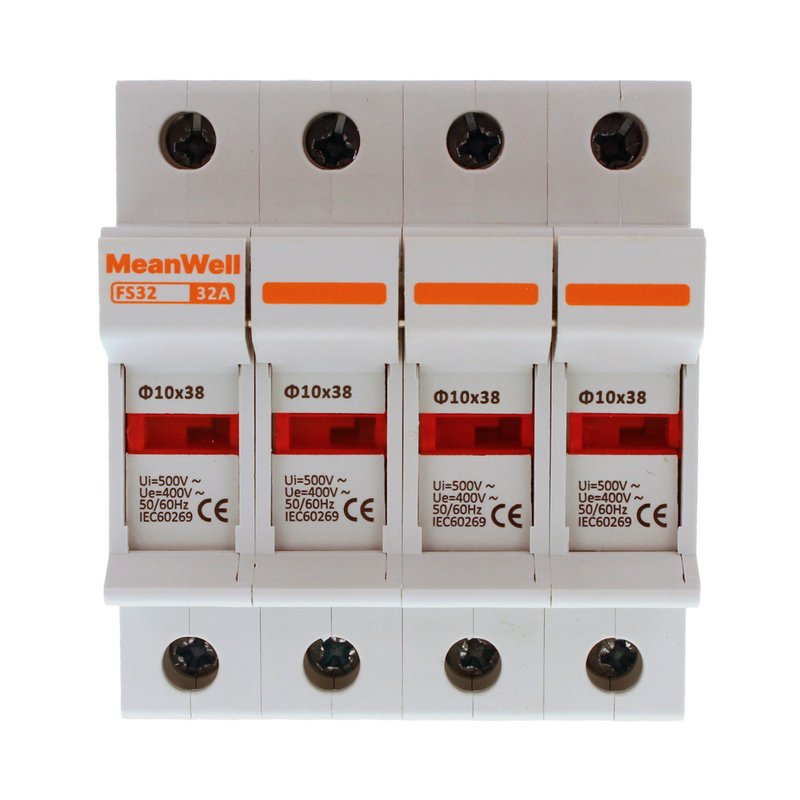 MeanWell Portafusibile Modulare AC 4P 4M D10X38mm 32A AC 500V IP20 IEC60269