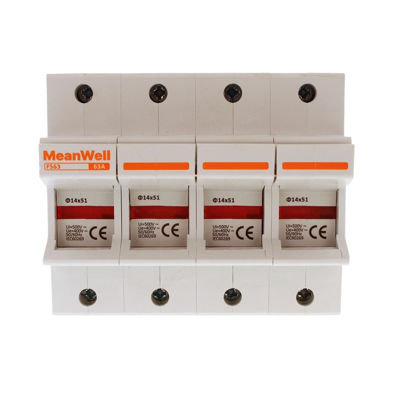 MeanWell Portafusibile Modulare AC 4P 4M D14X51mm 63A AC 500V IP20 IEC60269