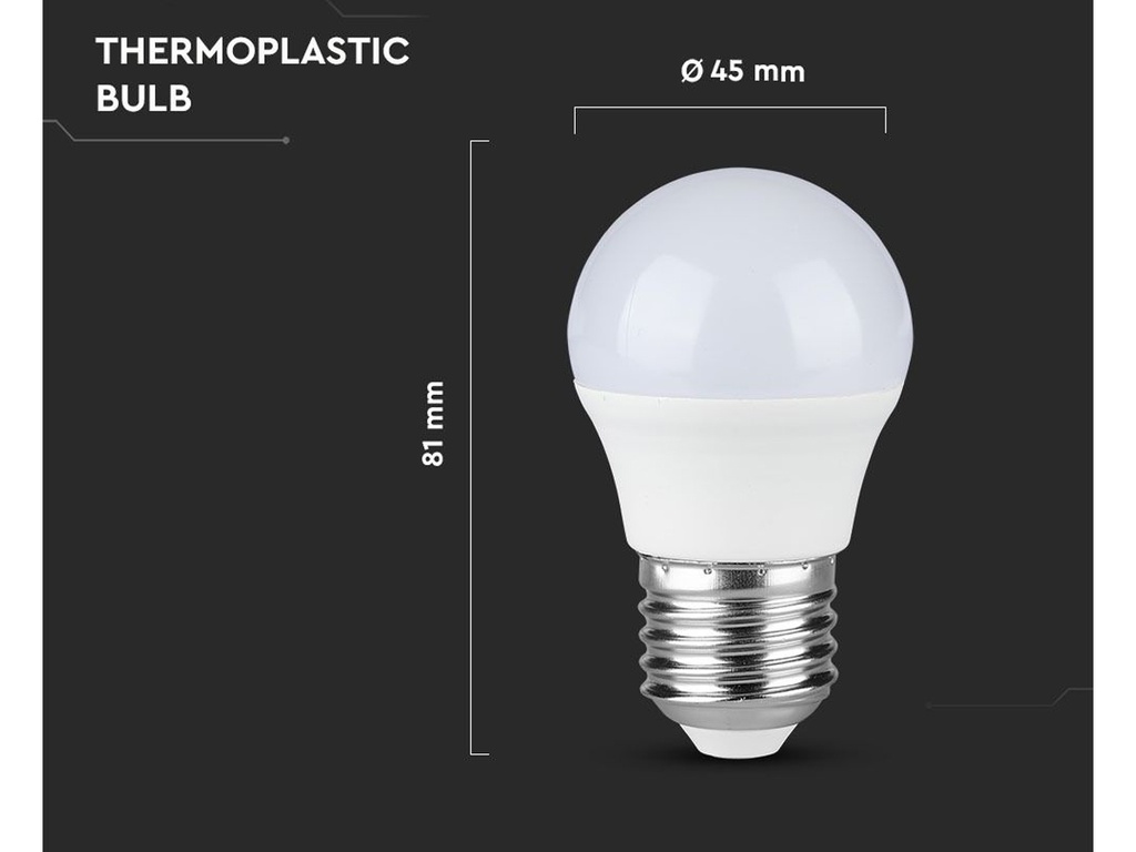 Lampada A Led E27 G45 5,5W Freddo 6400K Forma Sfera Bulbo Palla 240 Gradi 220V Chip Samsung SKU-176