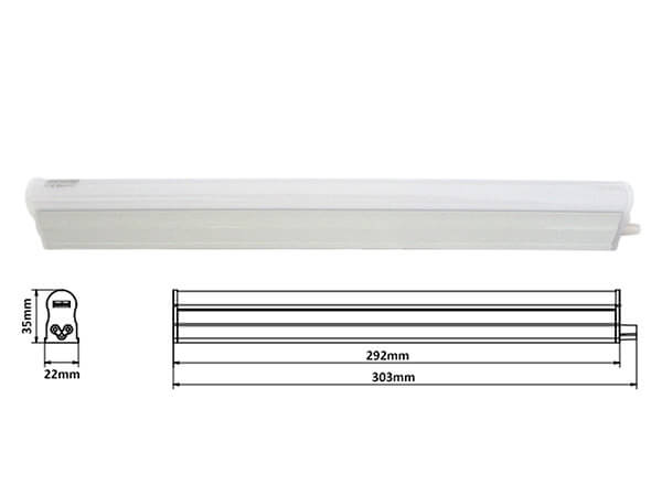 Plafoniera Tubo Led T5 30cm 4W 220V Bianco Caldo