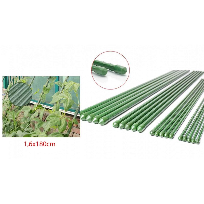 10 Pezzi Supporto Piante Rampicanti Bastone In Acciaio Plastificato Verde 1,6X180cm