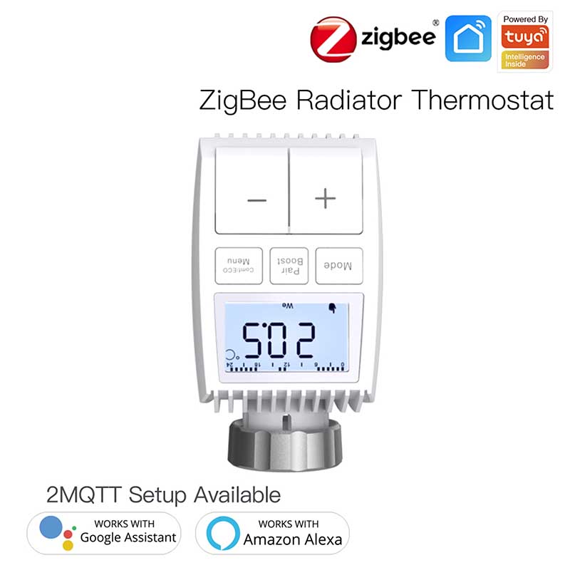 Termostato Valvola ZigBee Con Pile Protocollo ZigBee TUYA, Smart Life Cilindro Per Valvola Termosifone M30X1.5mm Grigio N/A 3V 1°C 5-30°C 5-30°C N/A 112X50X53mm IP20