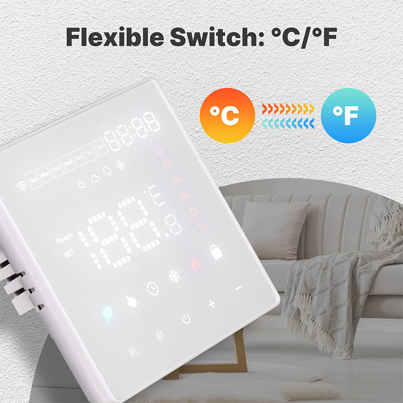 Termostato WIFI Touch Protocollo WIFI 2.4G TUYA, Smart Life Quadrata Compatibile Con Scatola 502 Riscaldamento Caldaia a Gas
Riscaldamento Pavimento Con Acqua Bianco 3A 100-250V 50/60Hz 0.5°C 0-50°C 0-50°C <1.5W 88X88X13mm IP20