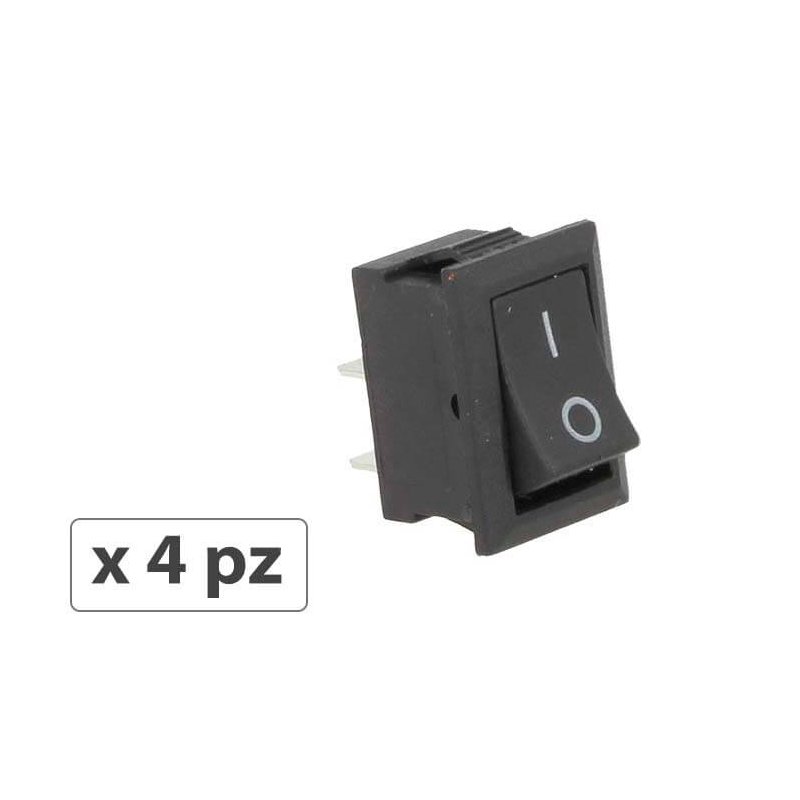 4 PZ Interruttore Pulsante Bilanciere Quadrato Bipolare 12V Push Button Switch 2 Pin Auto Barca Foro 12X19mm