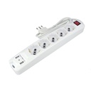 Multipresa Ciabatta Elettrica Spina Con 2 USB 2,1A Cavo 1,5 Metri 5 Posti 2P+T 10/16A Bipasso Schuko Con Interruttore SKU-8715