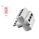 Adattatore Spina Elettrica 16A 2P+T Con 3 Prese 10/16A 250V Bianco Max 1500W SKU-8722