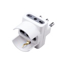 Adattatore Spina Elettrica 16A 2P+T Con 2 Prese 10/16A + 1 Schuko 16A 250V Bianco Max 1500W SKU-8724