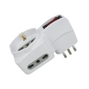 Adattatore Triplo Con Interruttore Spina 10A 2 Prese 10/16A Bipasso + 1 Presa Schuko 250V Bianco SKU-8743